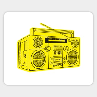 Boombox (Black Lines + Yellow Drop Shadow) Analog / Music Magnet
